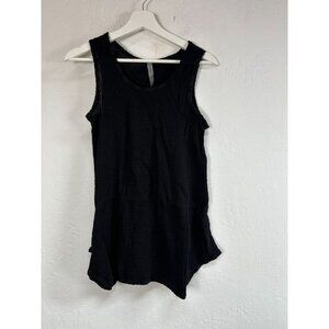 Cynthia Ashby Womens Rib Gauze Tank Top Small Black Cotton Sleeveless Tunic New